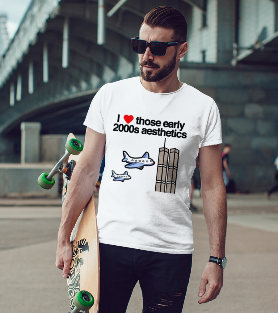 I Heart Those Early 2000s Aesthetics Airplanes World Trade Center Towers T-Shirt