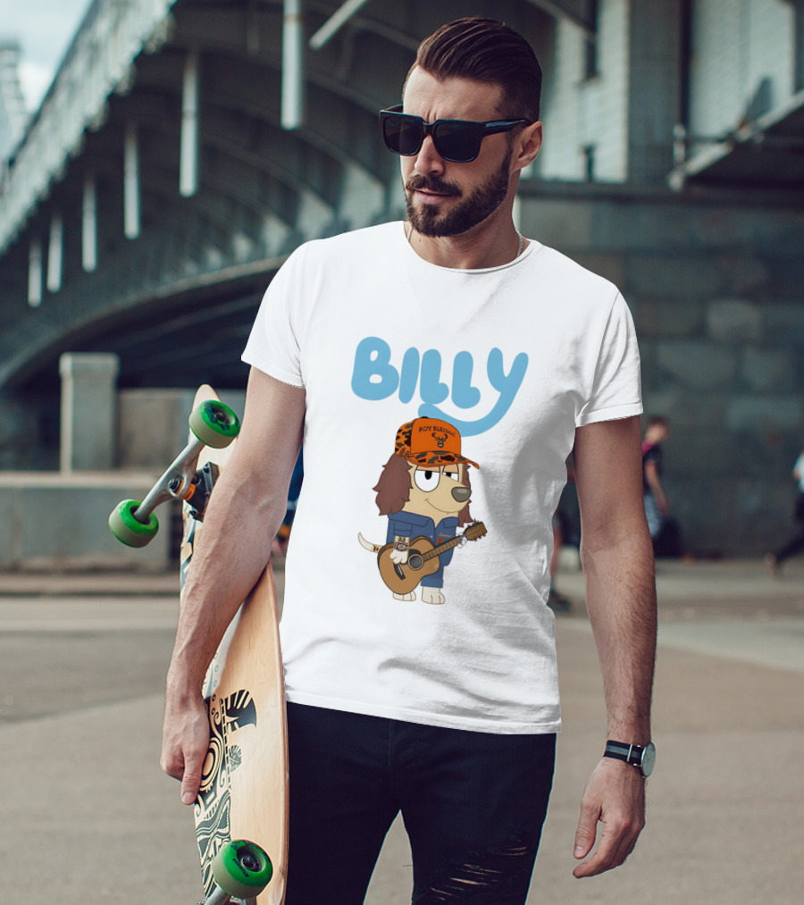 Billy Roy Electric Boomer Character With Guitar And Hat T-Shirt