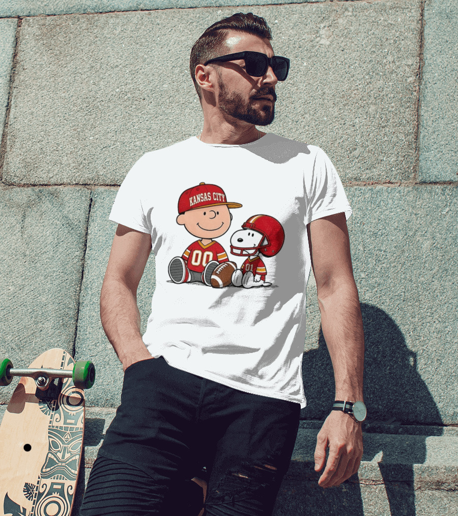 Kansas City Football With Charlie Brown And Snoopy Players T-Shirt