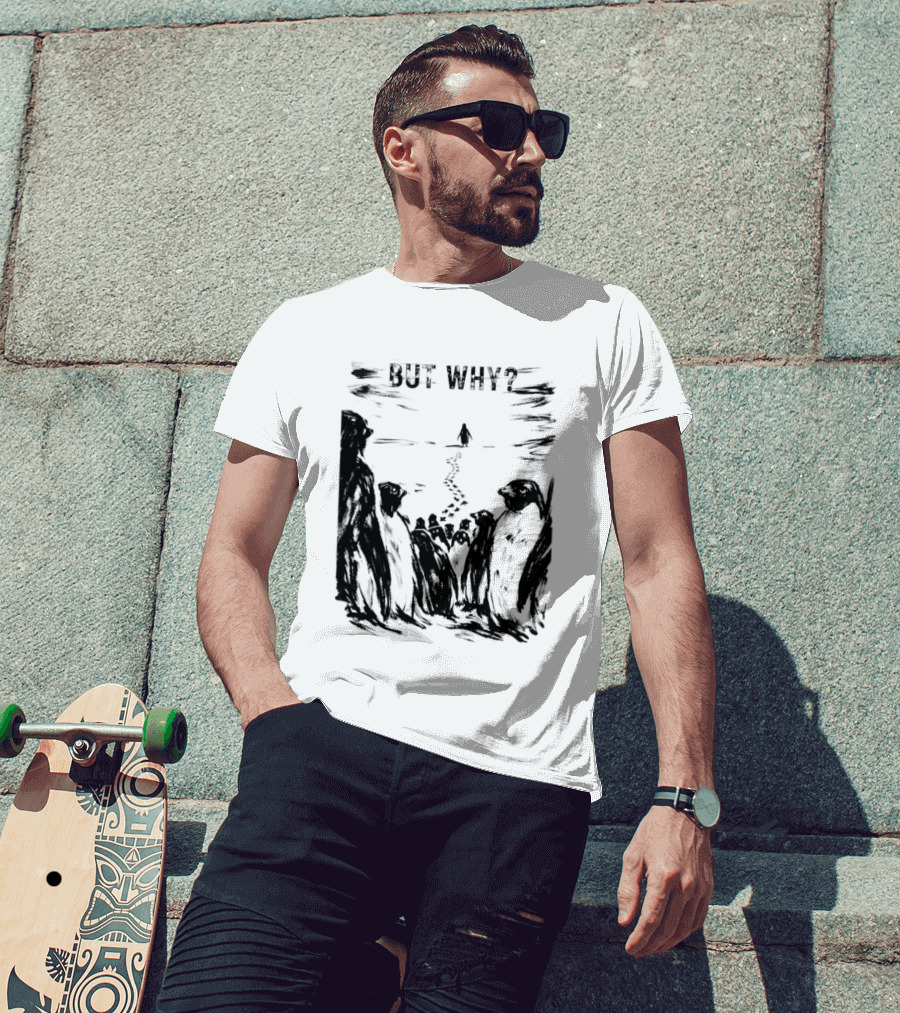 Nihilist Penguin But Why Snow Scene T-Shirt