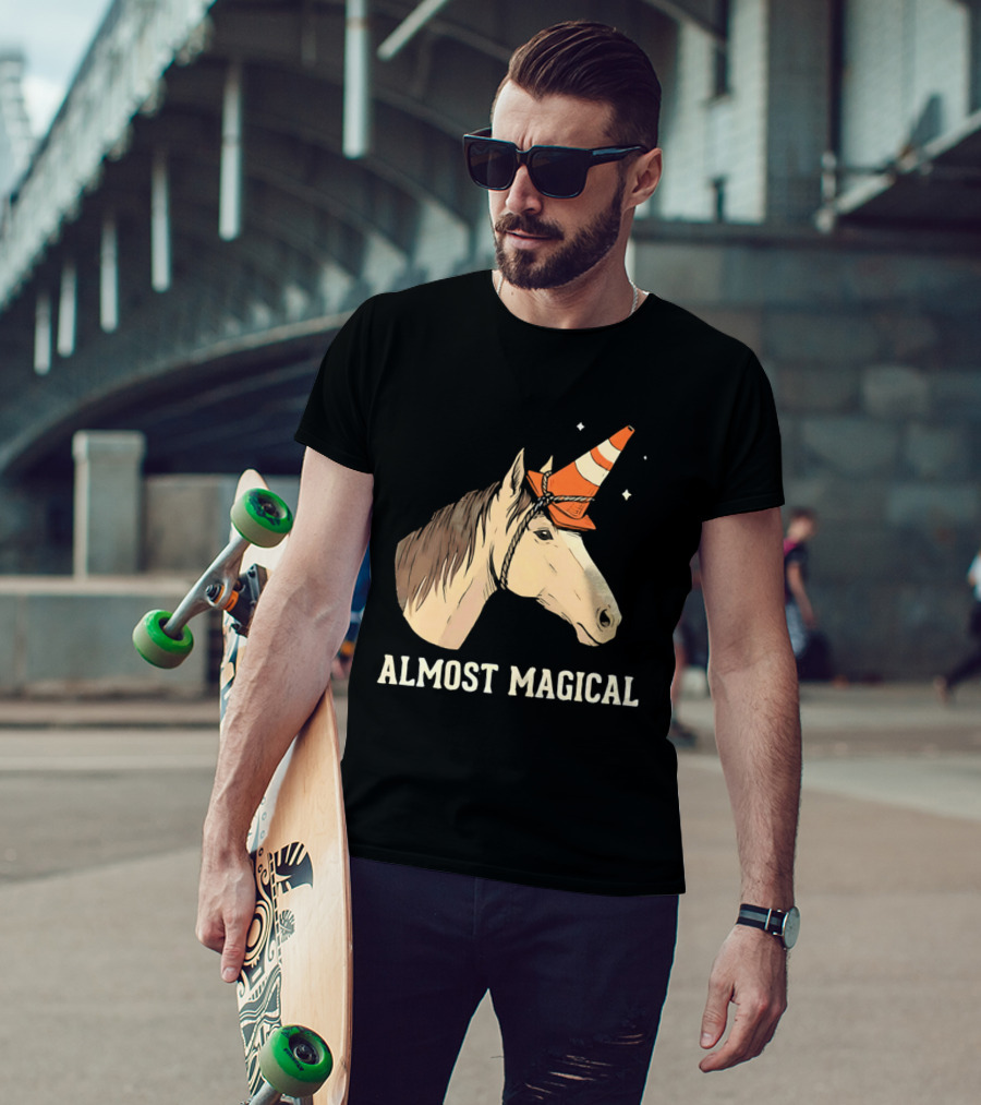 Almost Magical Horse With Traffic Cone Hat T-Shirt