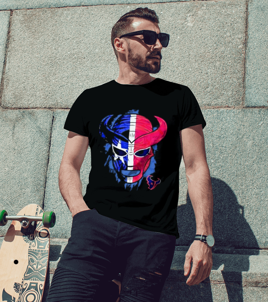 Houston Texans Distressed Lucha Libre Mask Texas Flag T-Shirt