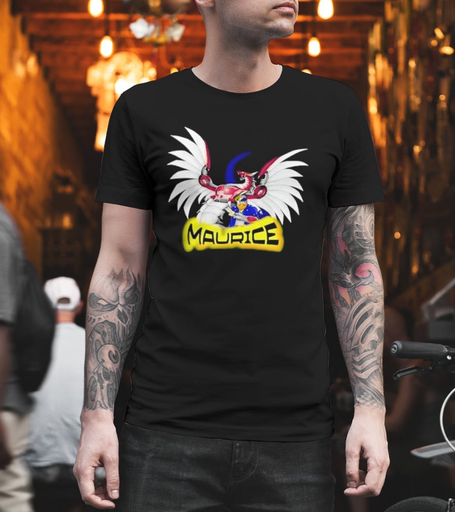 Maurice Cybernetic Dragon Winged Anime Duelist Trading Card Yellow T-Shirt
