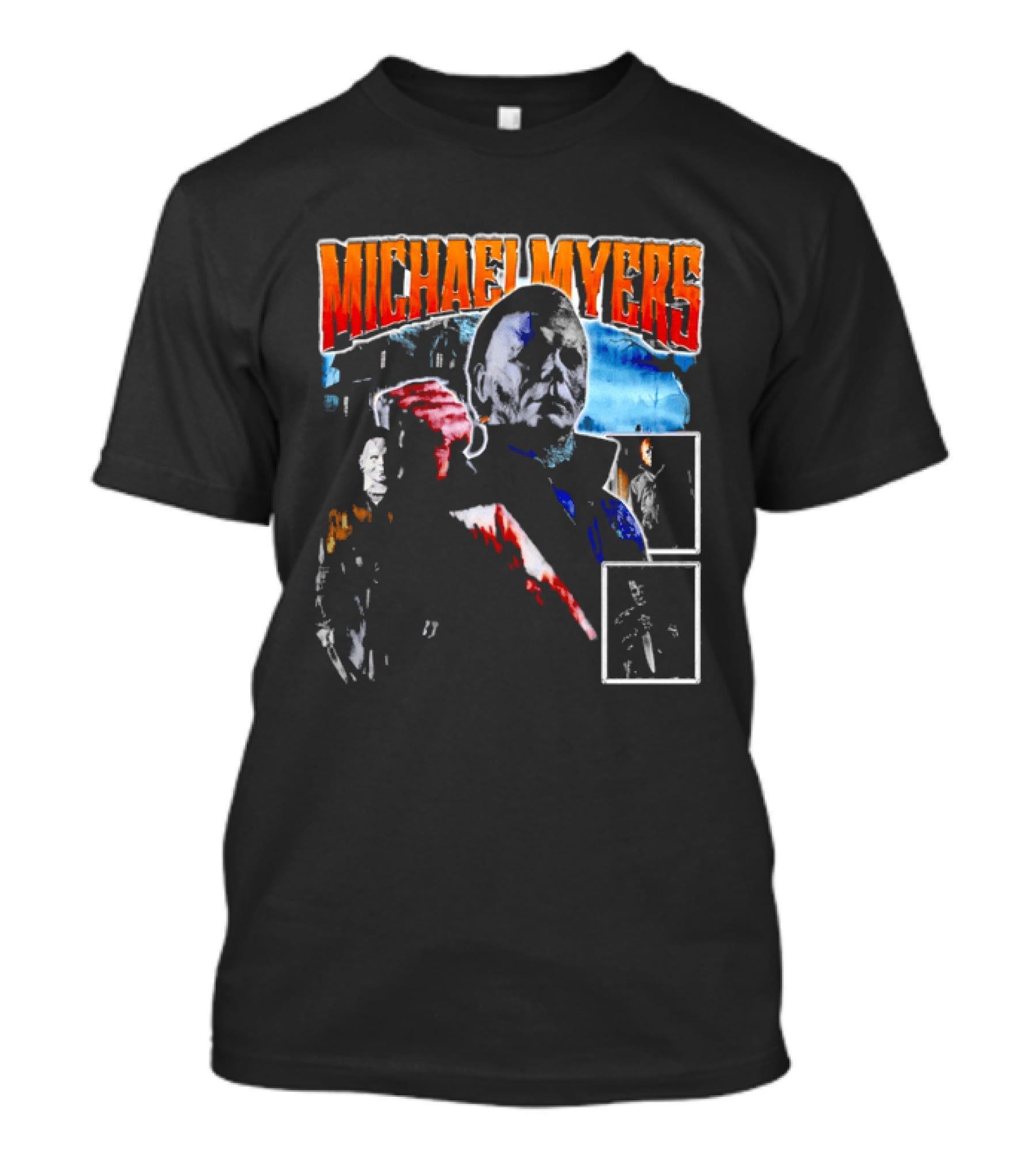 Michael Myers Bootleg Collage Mask Bloody Knife House T-Shirt