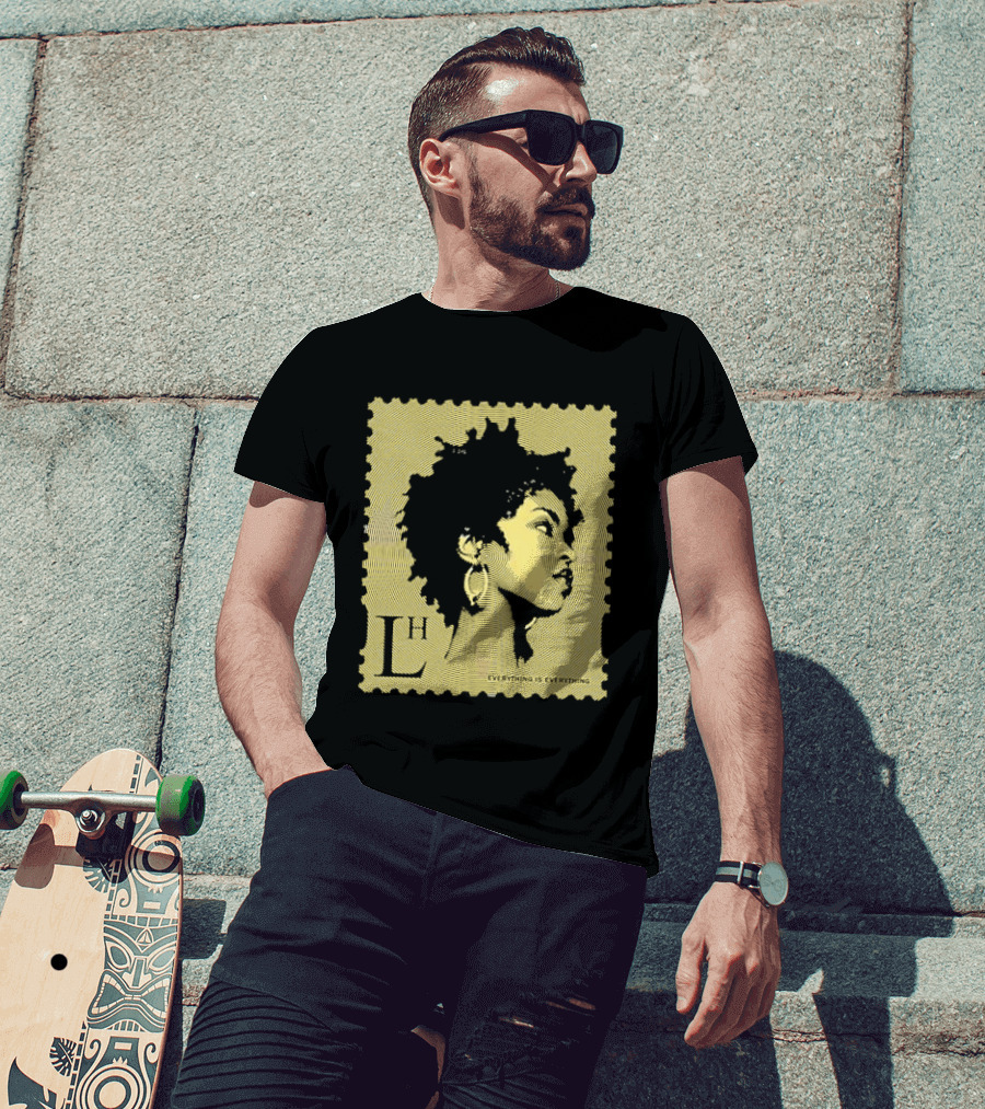 Everything Is Lh Gold Line Afro Woman Stamp T-Shirt