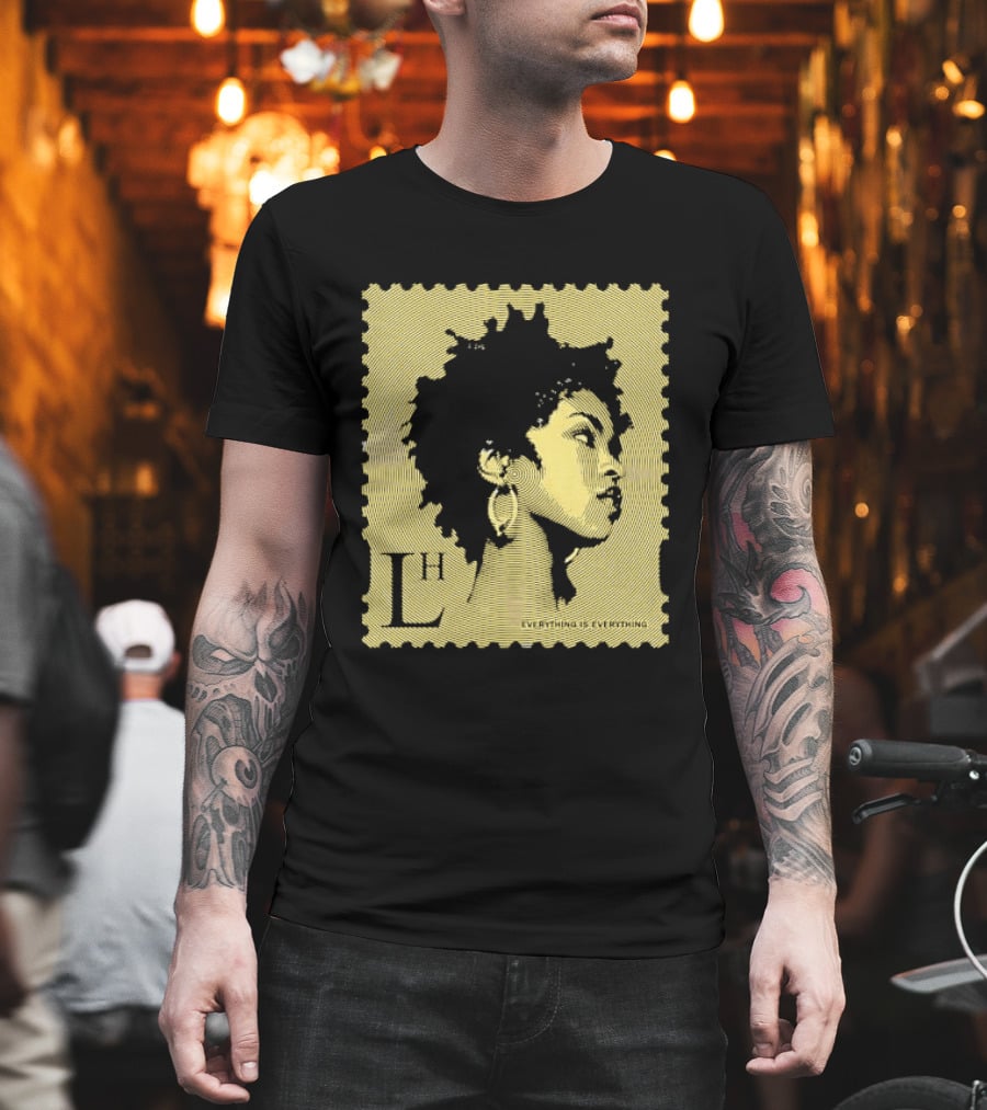 Everything Is Lh Gold Line Afro Woman Stamp T-Shirt