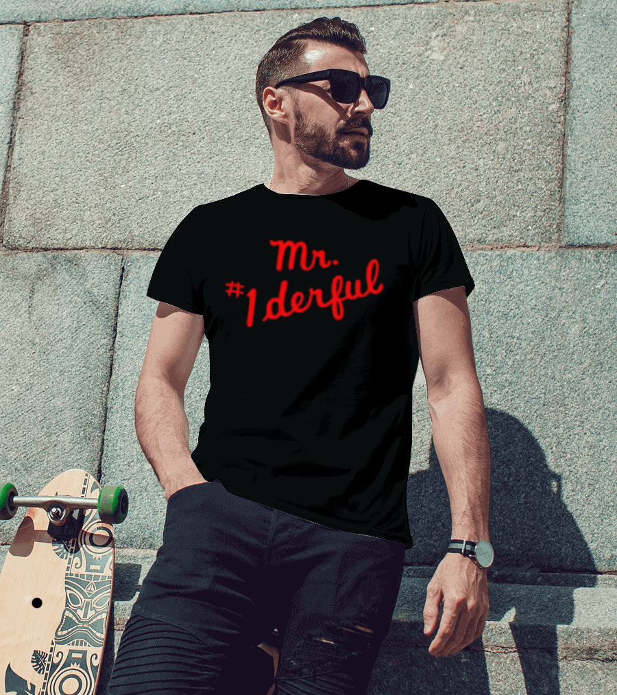 Mr 1derful Red Cursive Handwriting Script T-Shirt