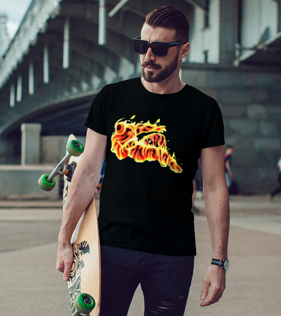 Fiery Waves Of Burning Flame Blaze In Yellow Orange Red Hues T-Shirt