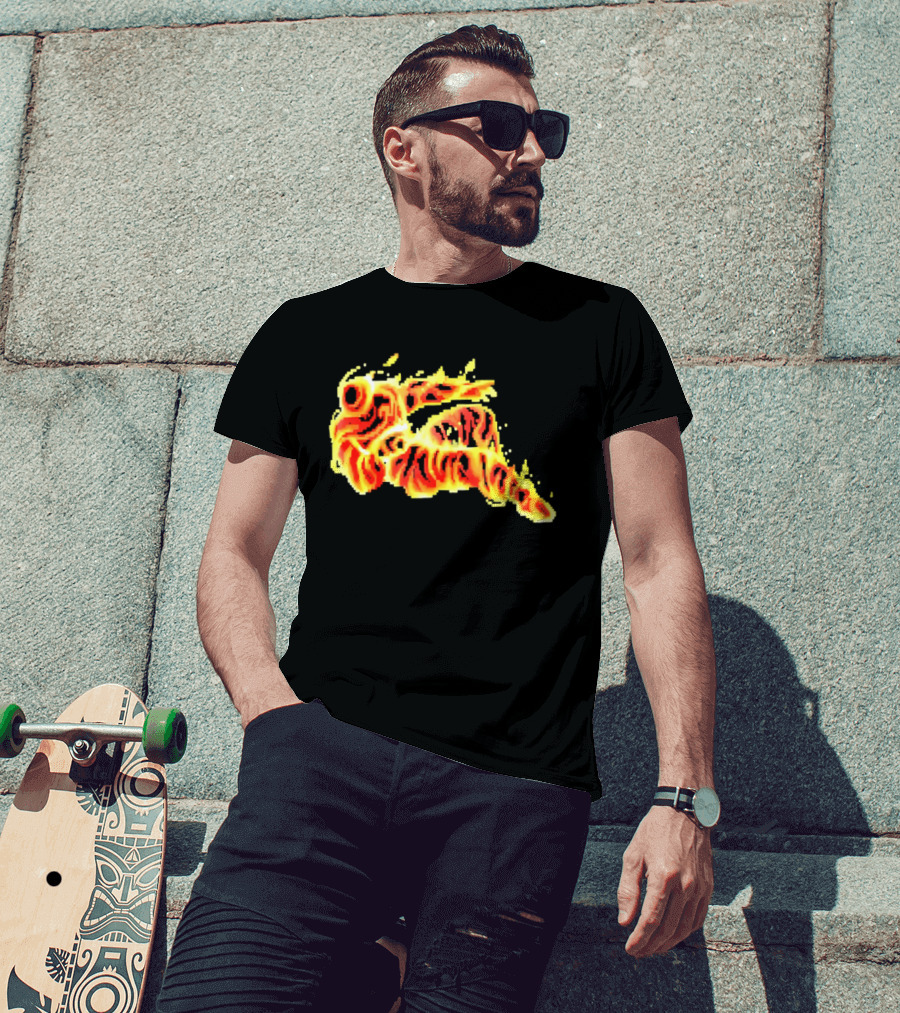 Fiery Waves Of Burning Flame Blaze In Yellow Orange Red Hues T-Shirt