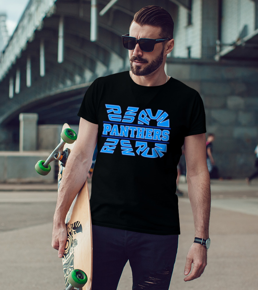 Run Panthers Repeated Blue Kinetic Athletic Block T-Shirt