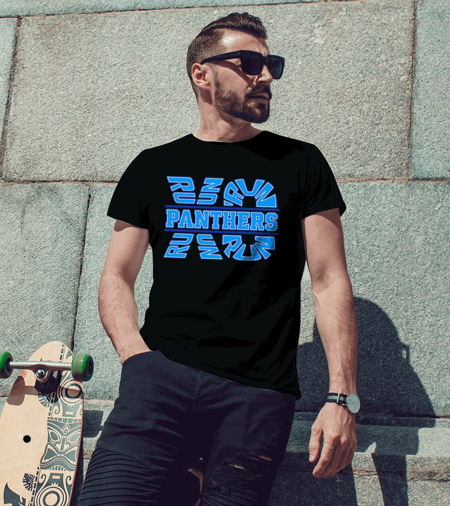 Run Panthers Repeated Blue Kinetic Athletic Block T-Shirt