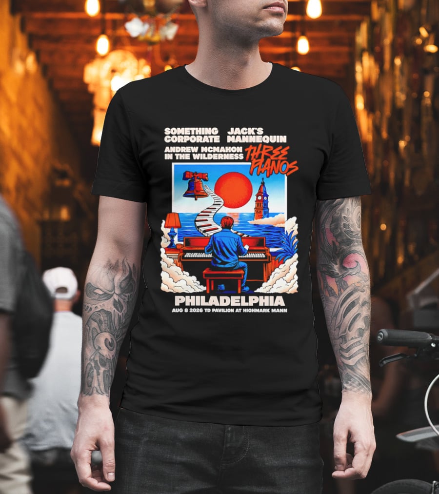 Something Corporate Jack's Mannequin Andrew McMahon Three Pianos Philadelphia Aug 08 2026 T-Shirt