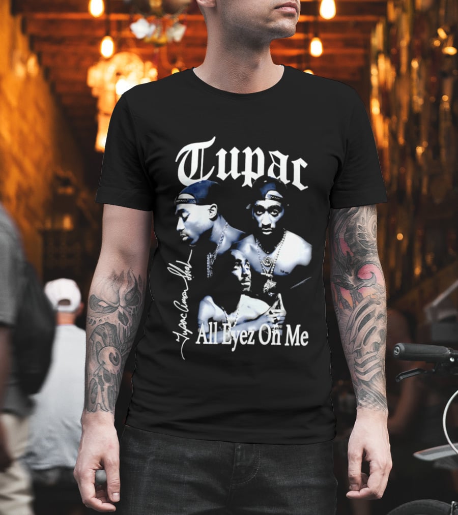 Tupac All Eyez On Me Tupac Amar Shakur Signature Iconic Album T-Shirt