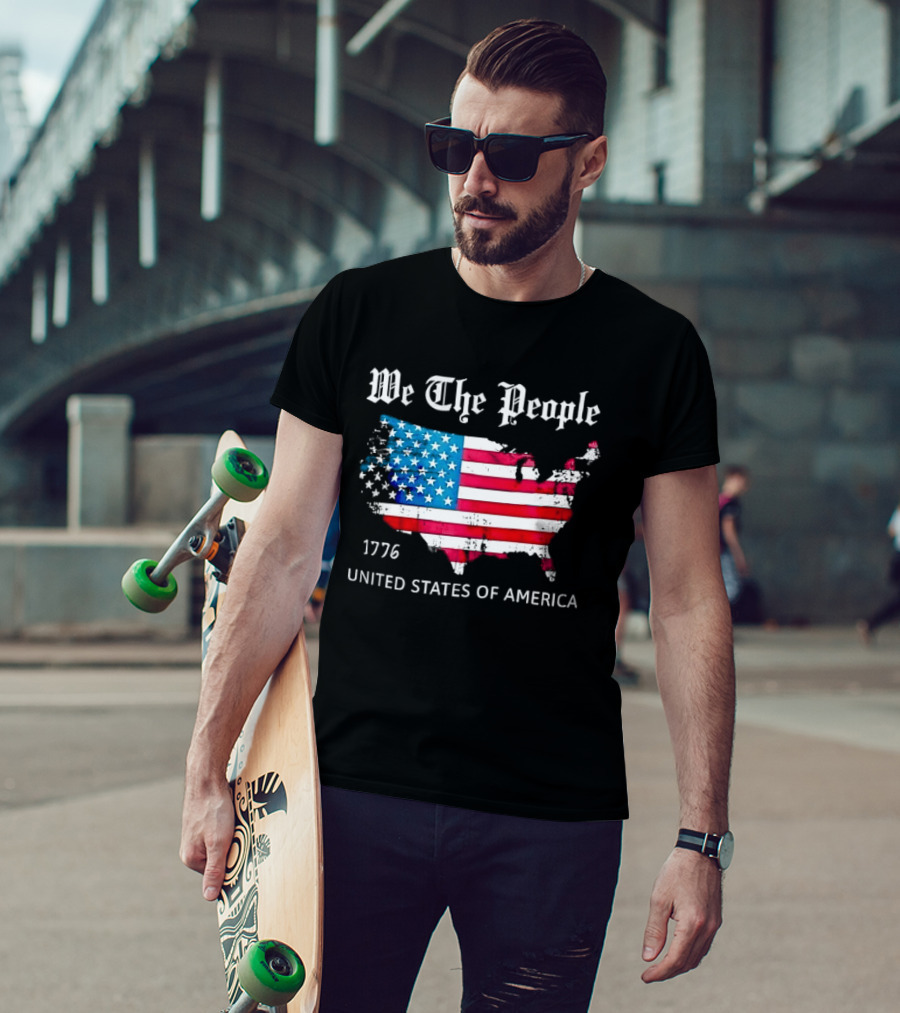 We The People 1776 Distressed USA Map Flag United States Of America T-Shirt