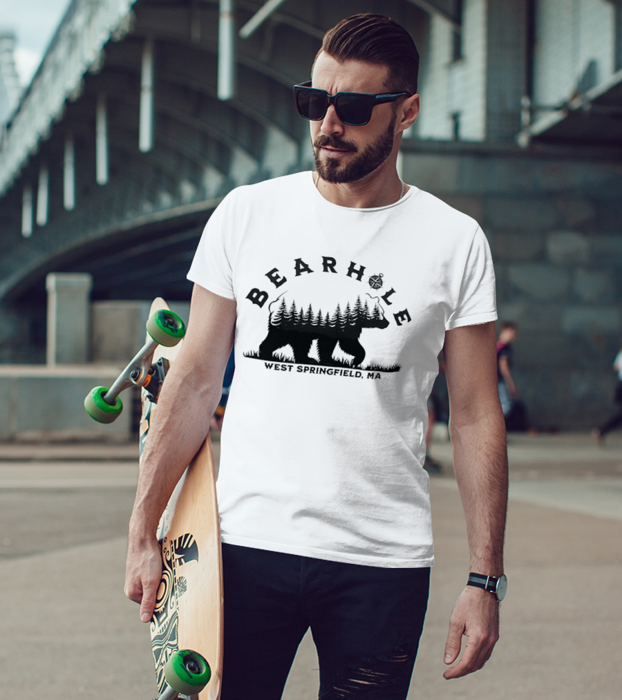 Bearhole West Springfield MA Bear Forest Landscape Compass T-Shirt