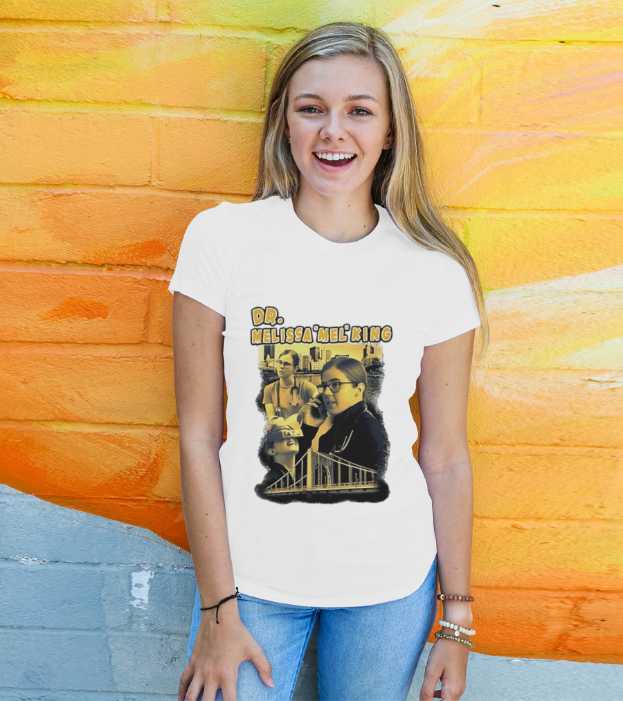 Dr Melissa Mel King Female Doctor Pittsburgh Yellow Bridge Collage T-Shirt
