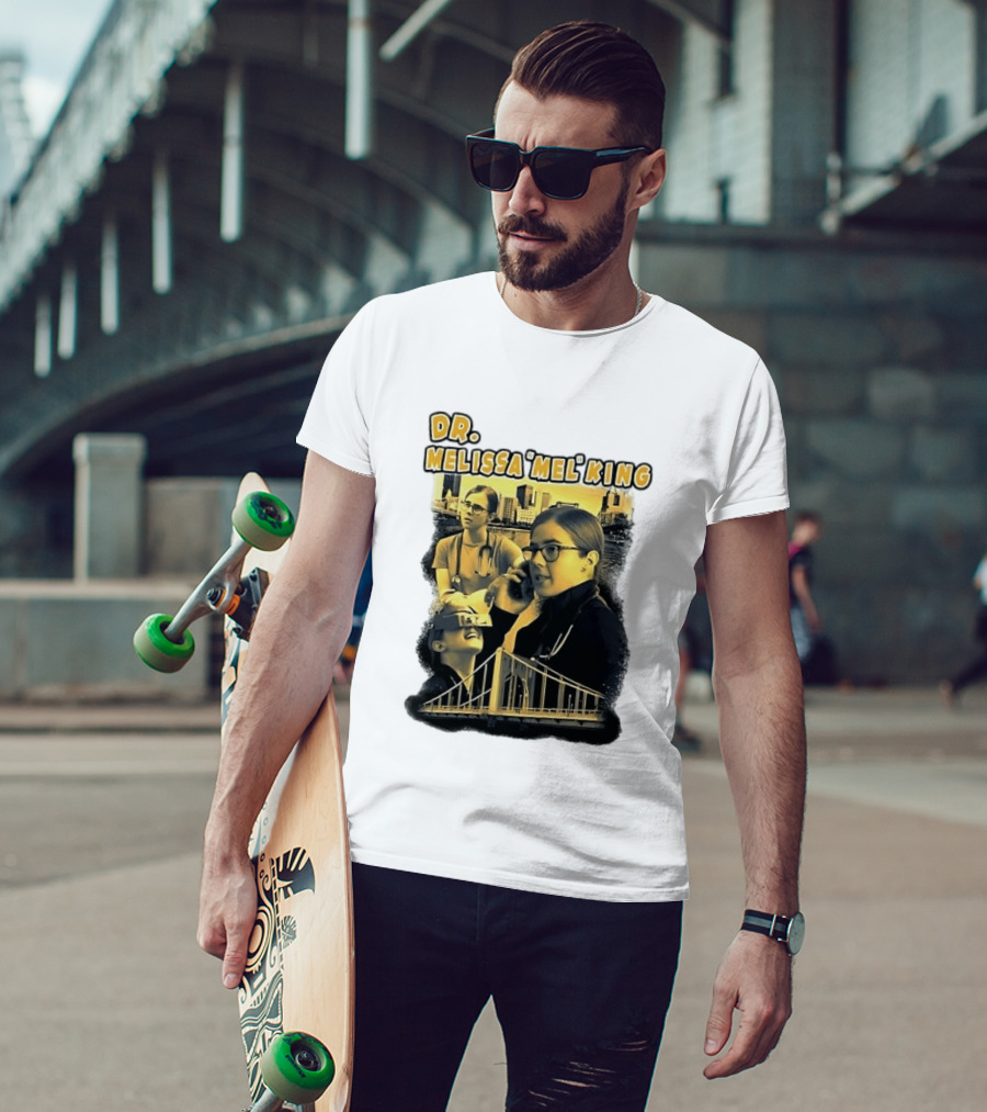 Dr Melissa Mel King Female Doctor Pittsburgh Yellow Bridge Collage T-Shirt