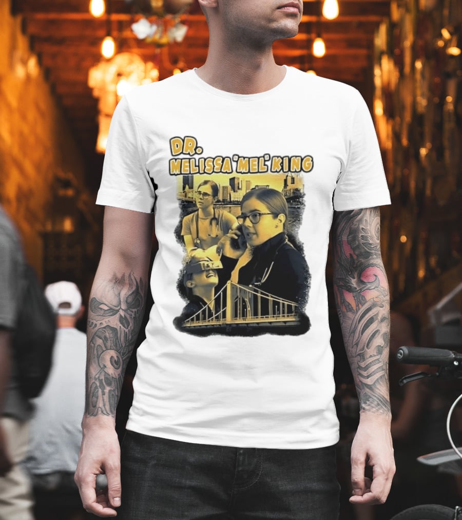 Dr Melissa Mel King Female Doctor Pittsburgh Yellow Bridge Collage T-Shirt