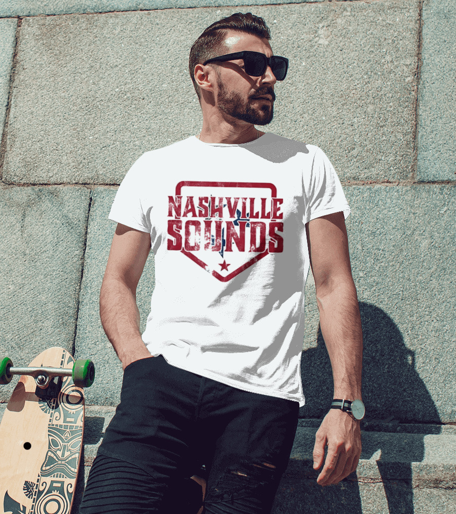 Nashville Sounds Distressed Home Plate Tennessee State Star T-Shirt