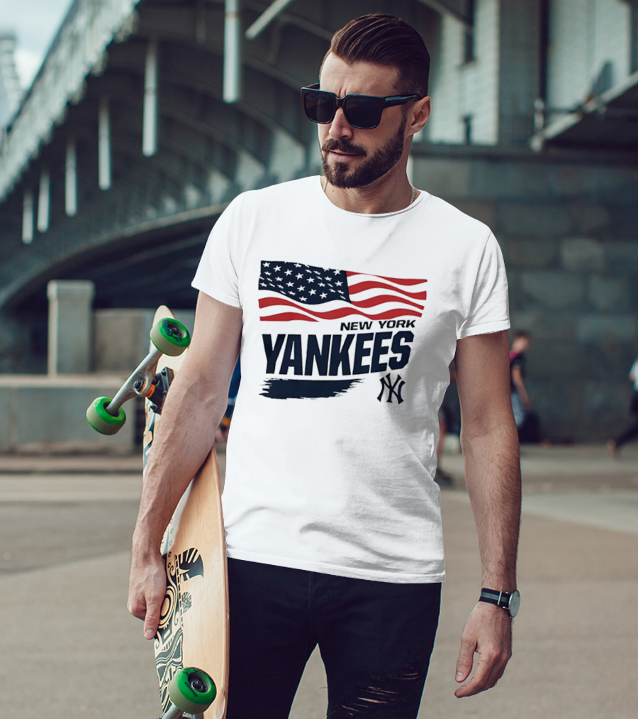 New York Yankees American Flag Brushstroke NY Yankees MLB T-Shirt