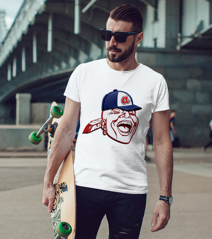 Hank Aaron Era 1970s Atlanta Braves Chief Cap T-Shirt