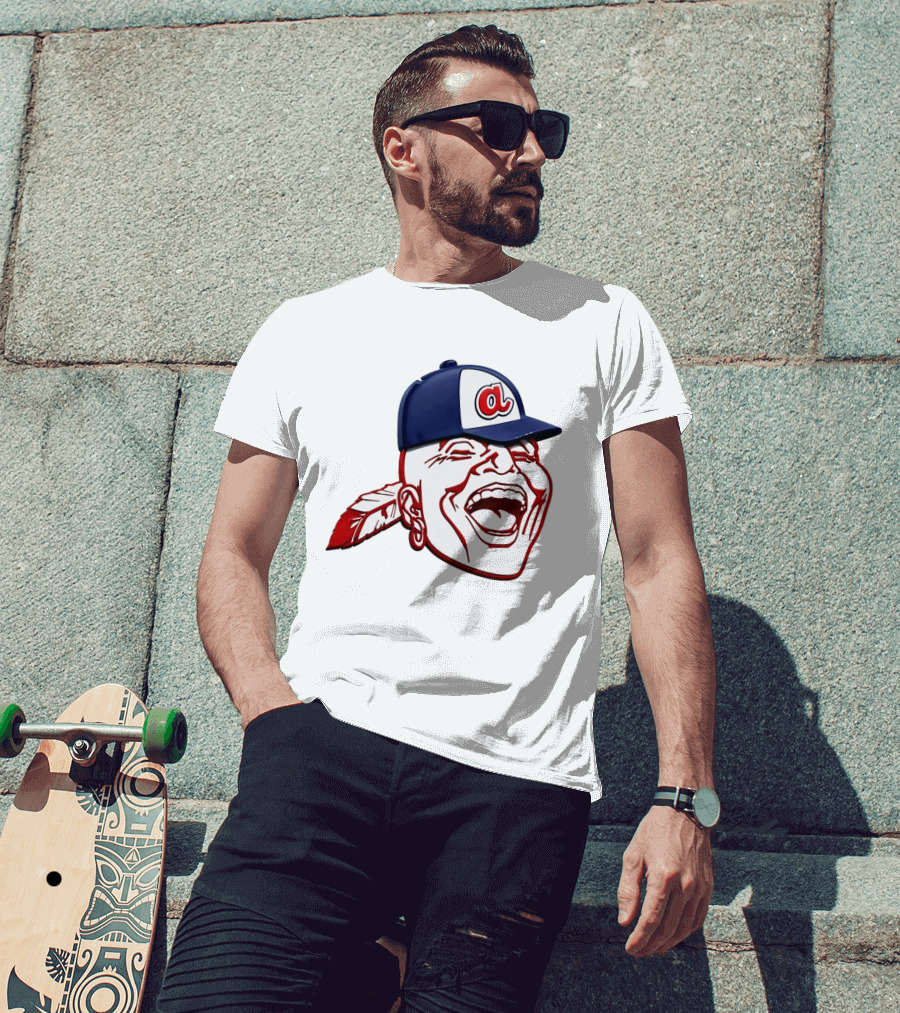 Hank Aaron Era 1970s Atlanta Braves Chief Cap T-Shirt