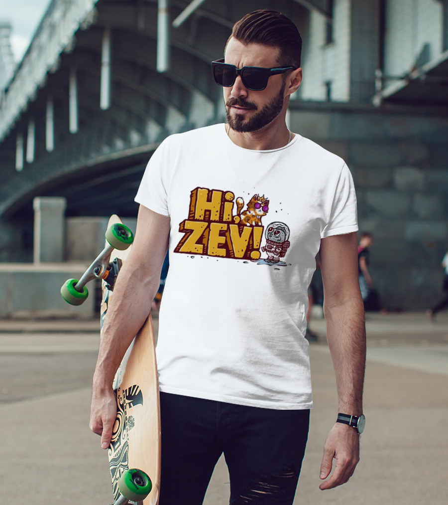 Hi Zev Cartoon Calico Cat Sunglasses Astronaut Creature T-Shirt