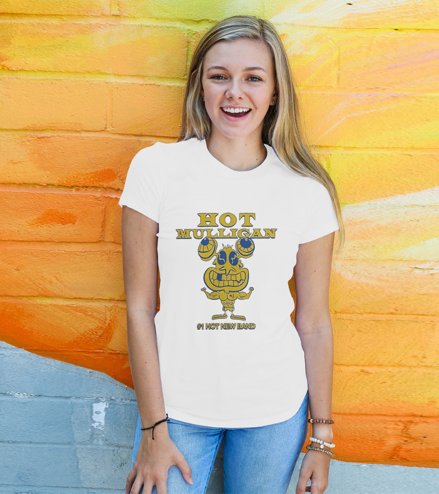Hot Mulligan New Band Cartoon Flexing Biceps Yellow Version T-Shirt