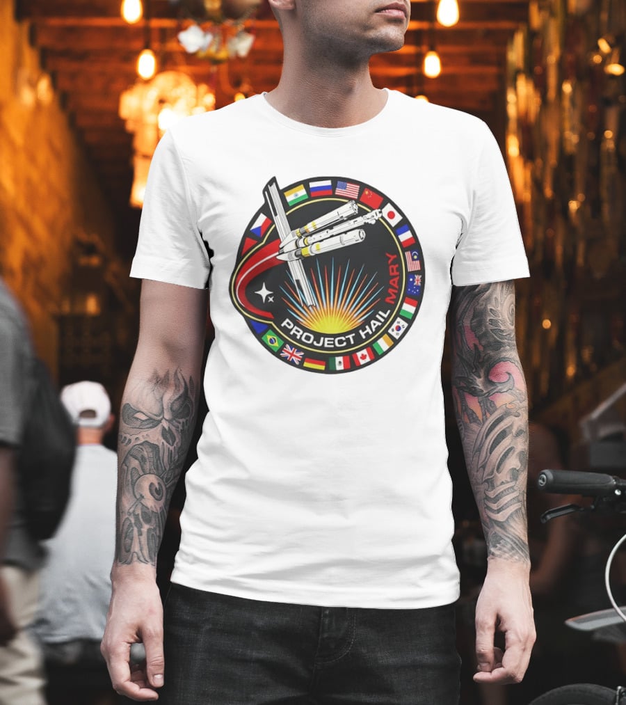 Project Hail Mary Ryland Grace Sci Fi Spacecraft Mission Flags T-Shirt
