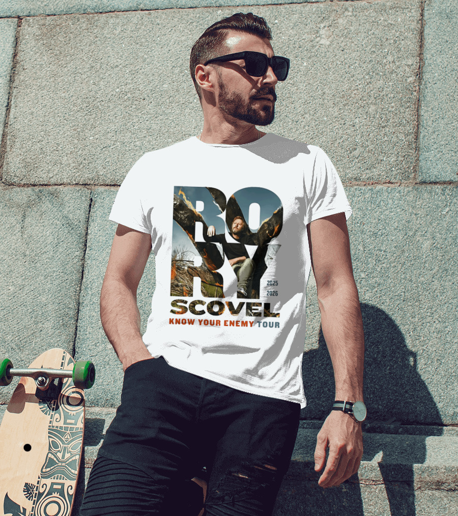 Rory Scovel Know Your Enemy Tour 2023 2026 Fire Backdrop T-Shirt