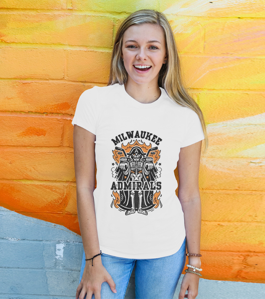 Milwaukee Admirals Skeleton Emblem Halloween T-Shirt