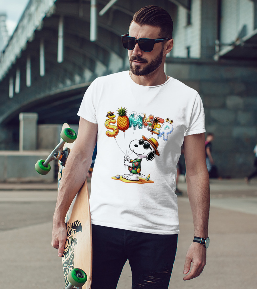 Snoopy Summer Sunglasses Pineapple Beach Balloons Fun T-Shirt