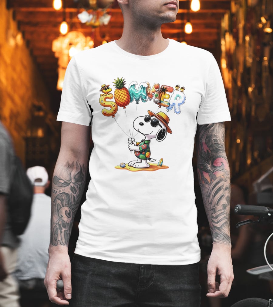 Snoopy Summer Sunglasses Pineapple Beach Balloons Fun T-Shirt