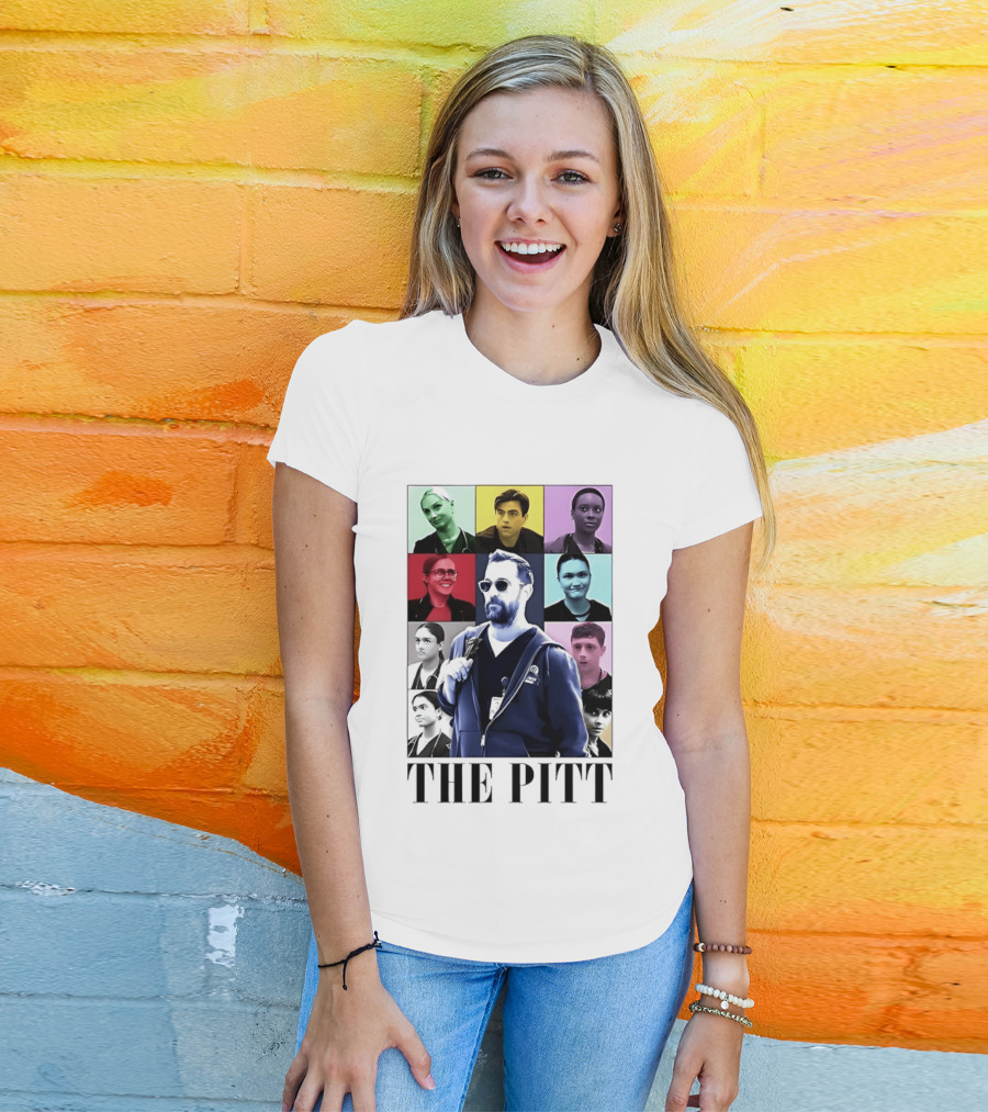 The Pitt Colorful Pop Grid Doctor Portraits Bearded Man In Sunglasses T-Shirt