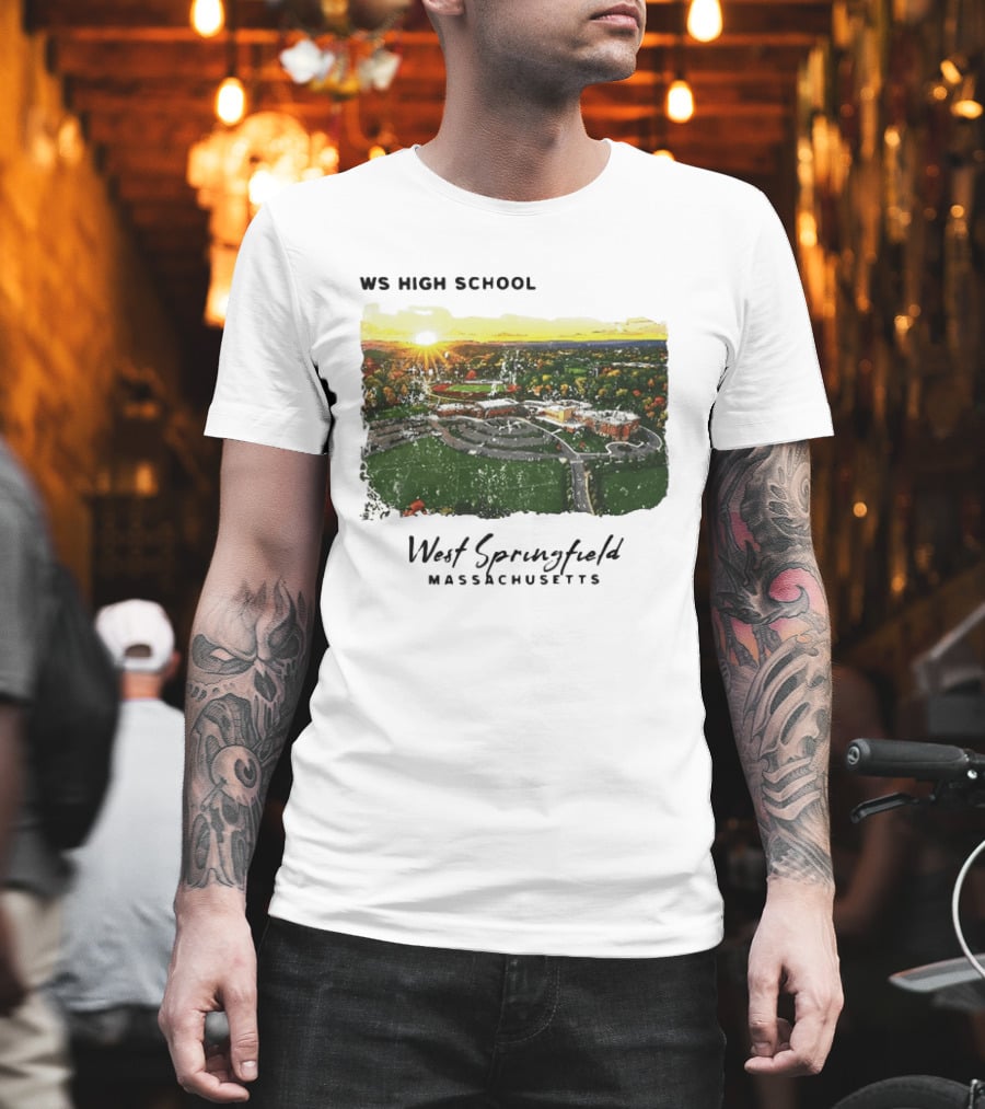 WS High School West Springfield Massachusetts Aerial Sunset Campus Landscape T-Shirt