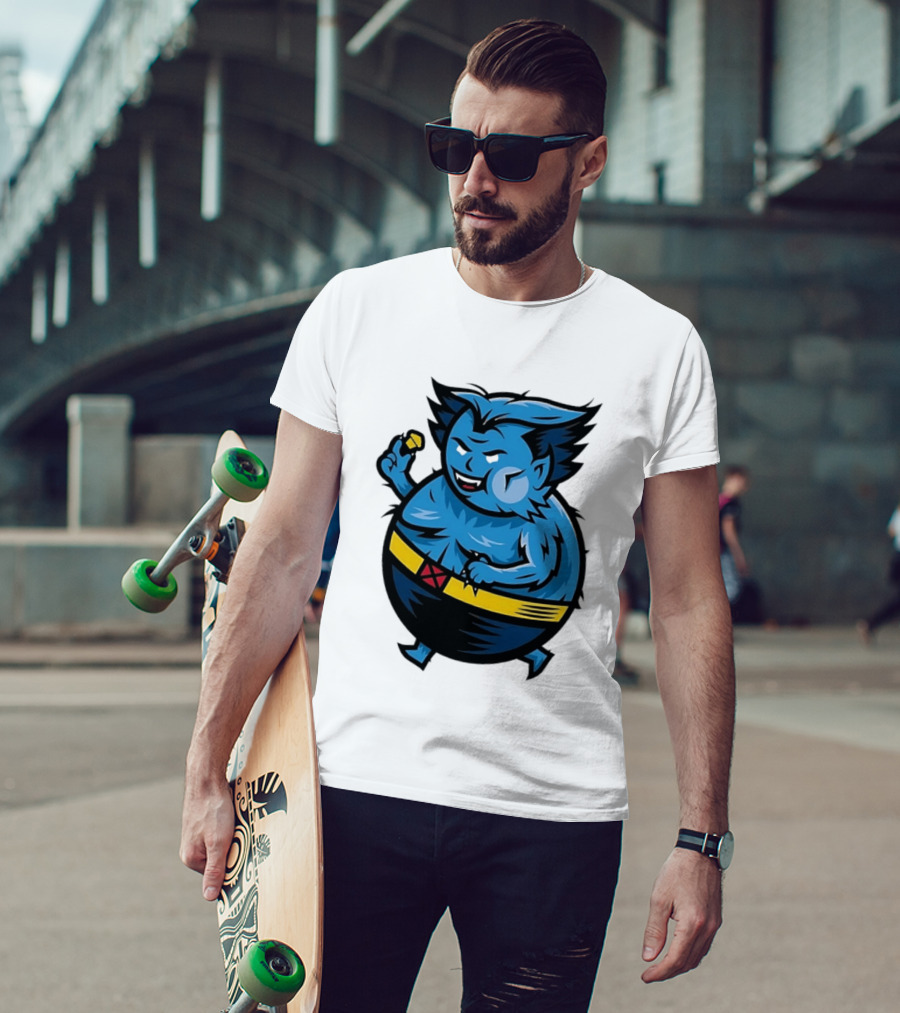X Men Beast Caricature Cartoon Blue Character Cupcake T-Shirt