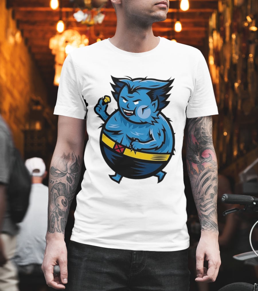 X Men Beast Caricature Cartoon Blue Character Cupcake T-Shirt