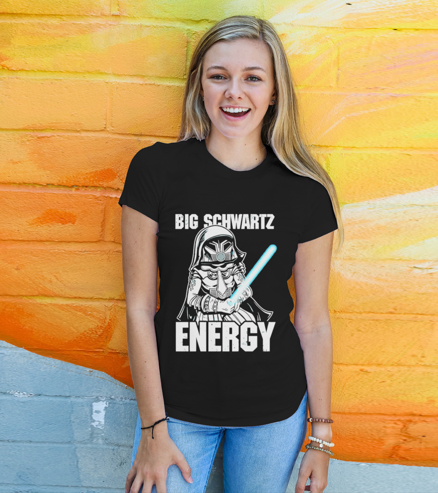 Big Schwartz Energy Dark Helmet Glowing Blue Sword T-Shirt