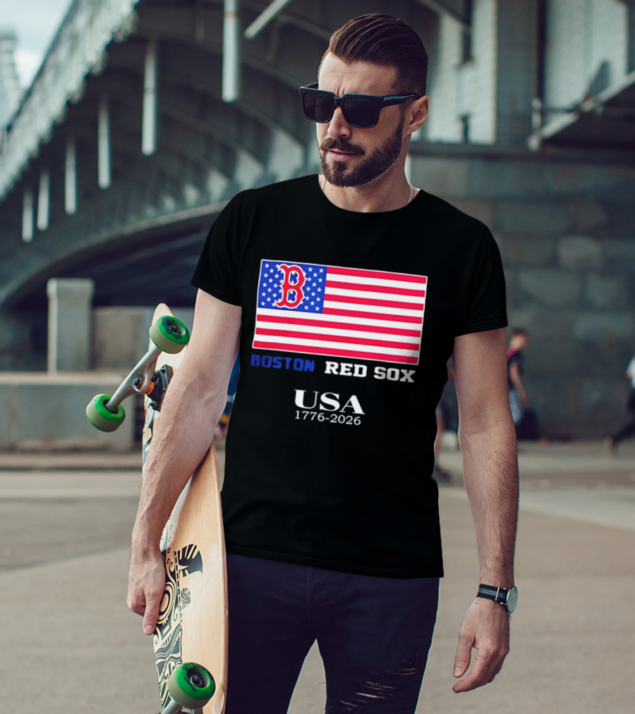 Boston Red Sox USA 1776 2026 American Flag White Stars T-Shirt