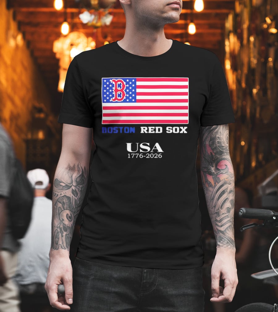 Boston Red Sox USA 1776 2026 American Flag White Stars T-Shirt