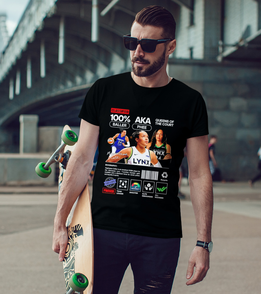 Napheesa Collier Minnesota Lynx 100% Baller AKA Phee Queens Of The Court T-Shirt