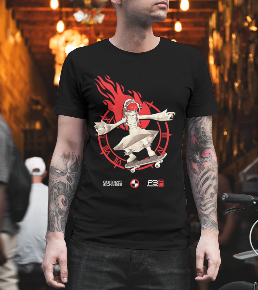 Chidoris Sickness Persona3 Fes P3F Flame Skater T-Shirt