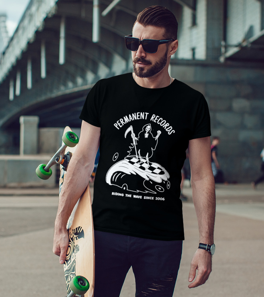 Permanent Records Grim Reaper Riding The Wave Since 2006 T-Shirt