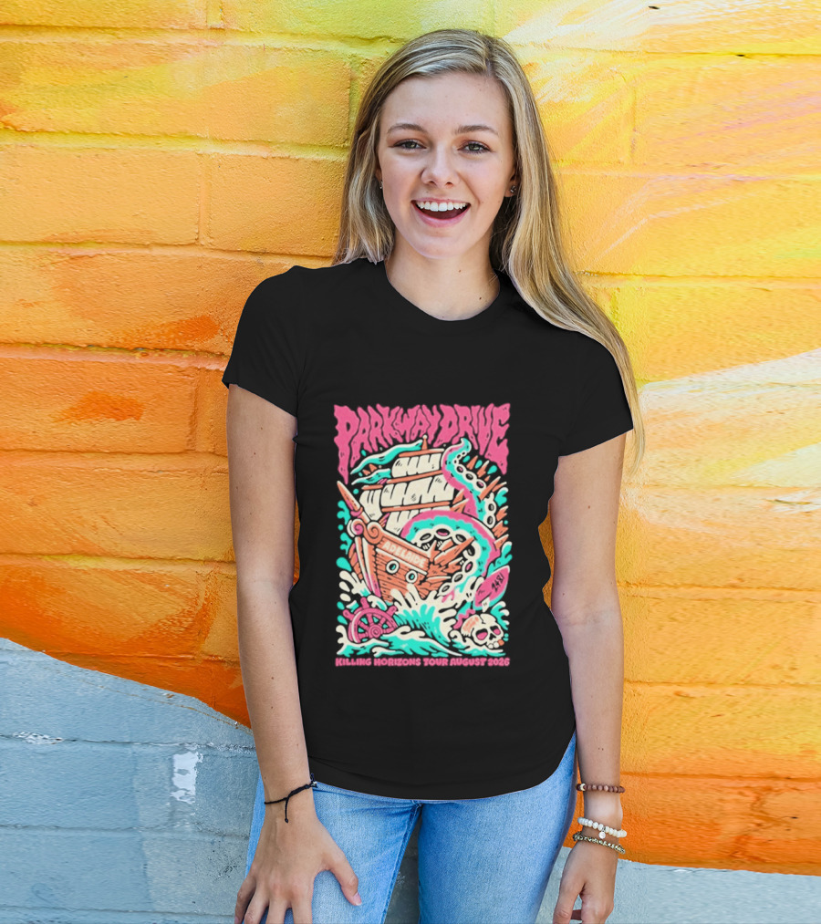 Parkway Drive Killing Horizons Tour Adelaide August 2026 Ship And Tentacle T-Shirt