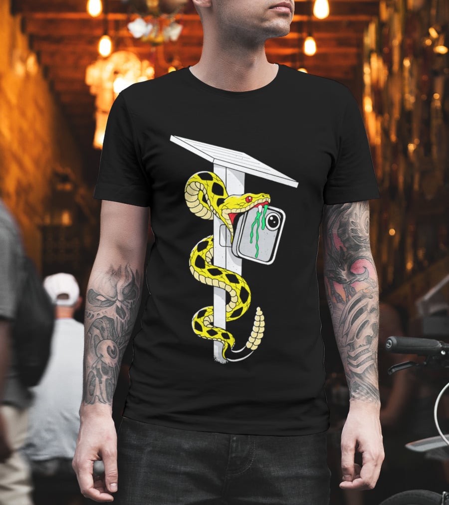 Don't Tread Flock Yellow Snake Wrapped Around Graduation Cap With ID T-Shirt