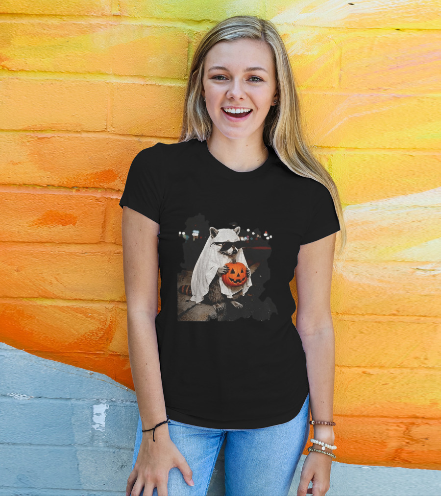 Raccoon Ghost Trick Or Treat Spooky Season Halloween T-Shirt