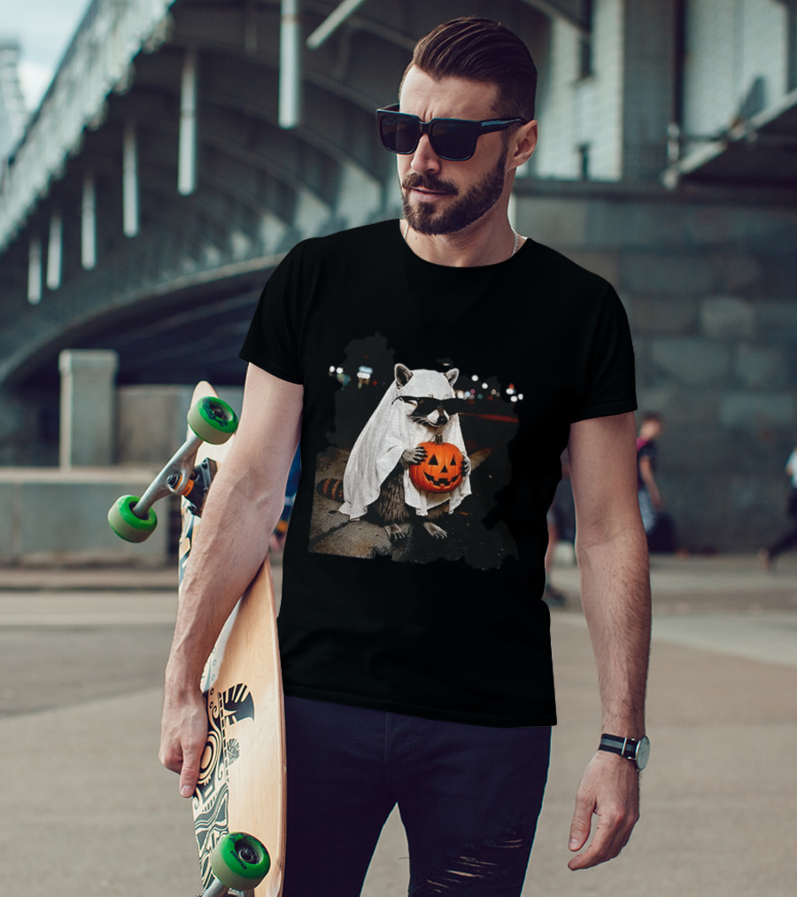 Raccoon Ghost Trick Or Treat Spooky Season Halloween T-Shirt