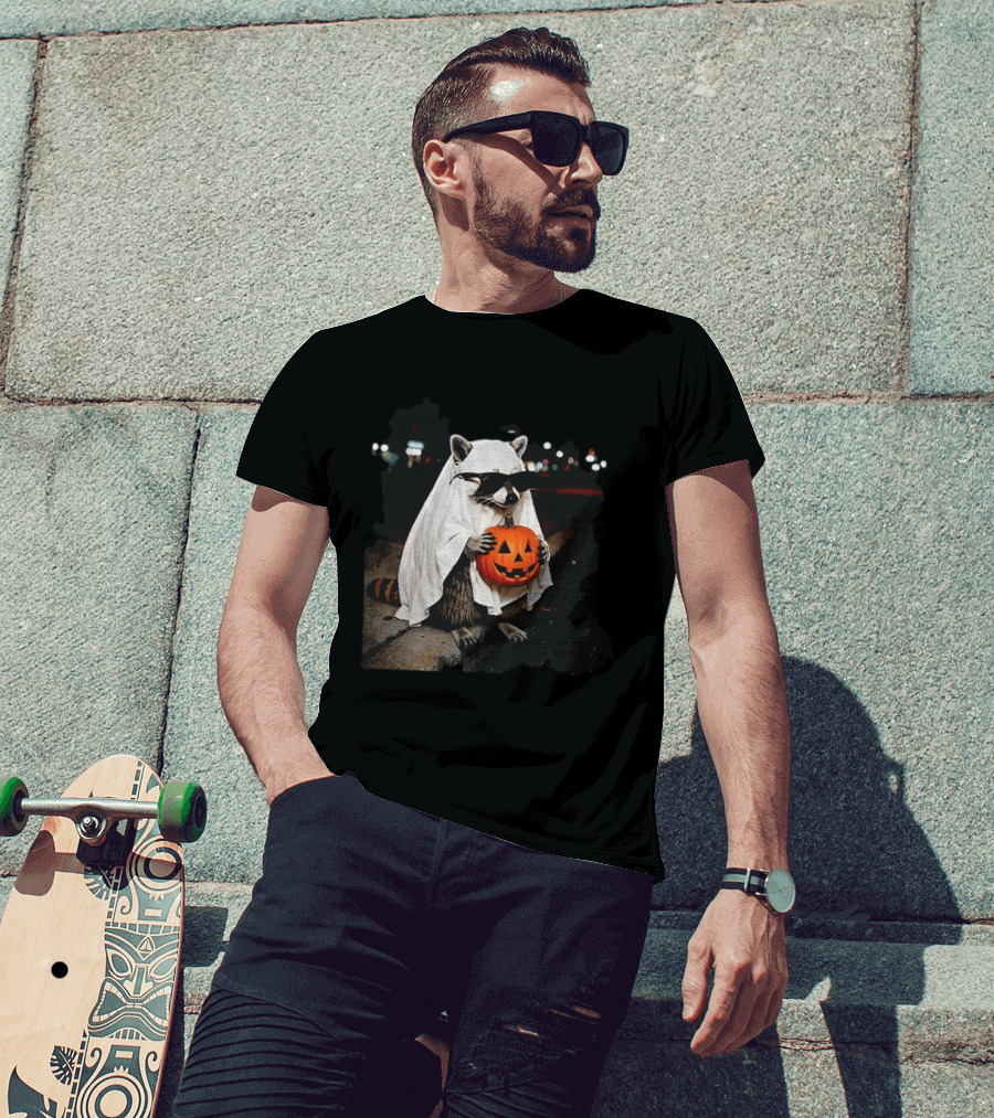 Raccoon Ghost Trick Or Treat Spooky Season Halloween T-Shirt
