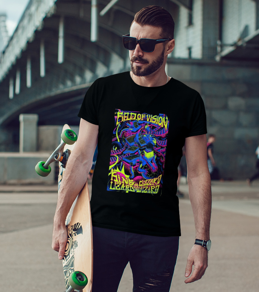 King Gizzard And The Lizard Wizard 2026 Field Of Vision Neon Psychedelic Robot T-Shirt