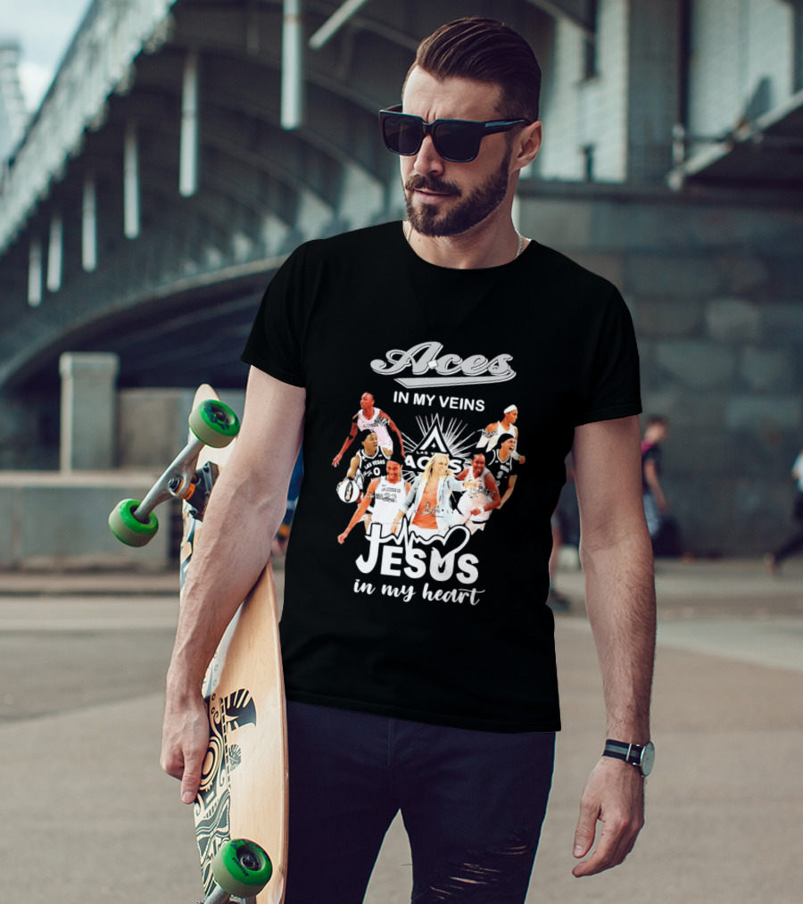 Las Vegas Aces In My Veins Jesus In My Heart WNBA 2026 T-Shirt